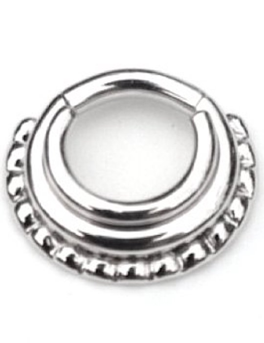 Body Gems 14kt White Gold 3 Ring Circus Beaded Segment Ring 14 Gauge 5/16